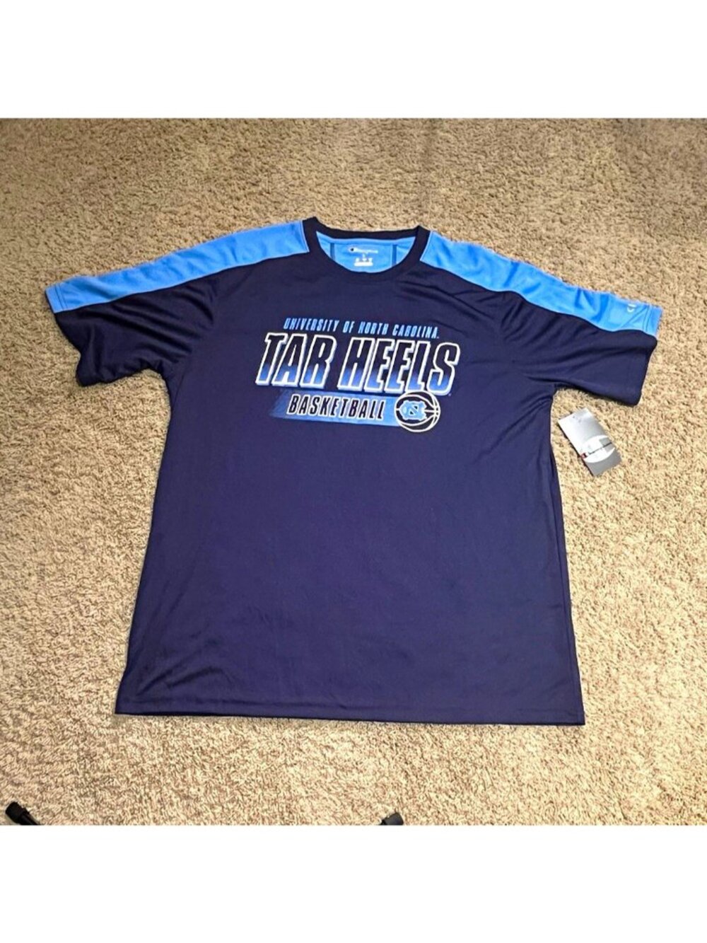 Champion North Carolina Tar Heels Basketball Navy Blue T-Shirt Size L